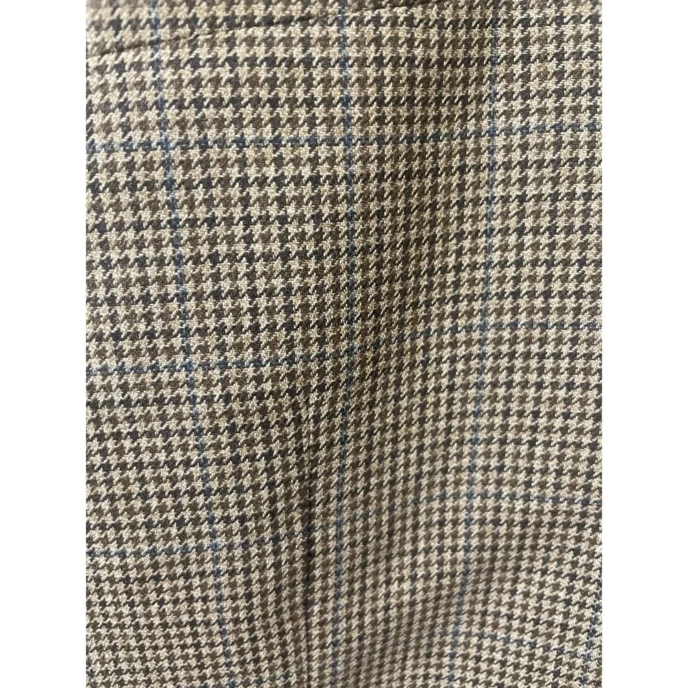 Vintage Ralph Lauren‎ Brown Wool Silk Blazer Mens 46L Houndstooth Sport Coat